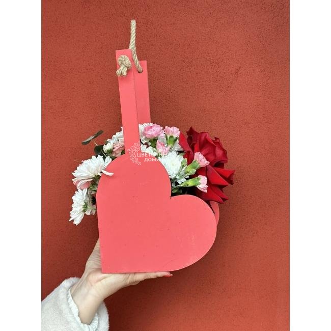 Композиция в ящике сердце 