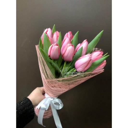 Букет с тюльпанами &laquo;Розовый шелк&raquo;