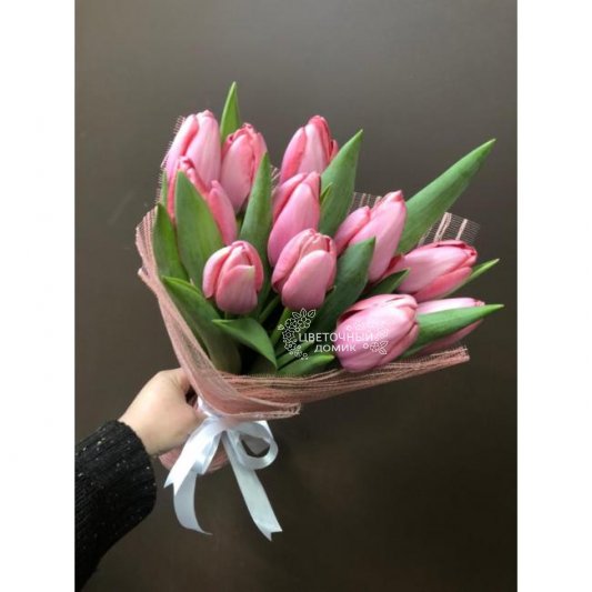Букет с тюльпанами &laquo;Розовый шелк&raquo;