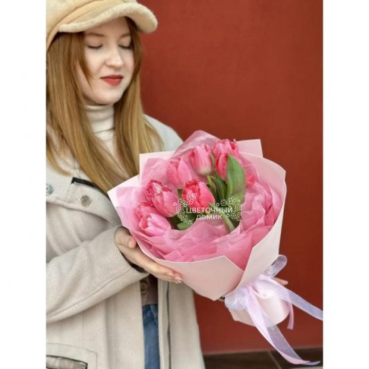 Букет с тюльпанами &laquo;Розовое золото&raquo;